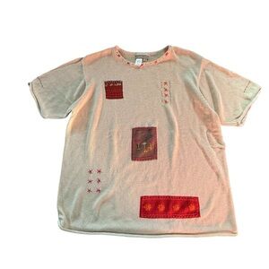 VTG Coldwater‎ Creek Linen Cotton Knit Short Sleeve Cream Embroidered Sweater 1X